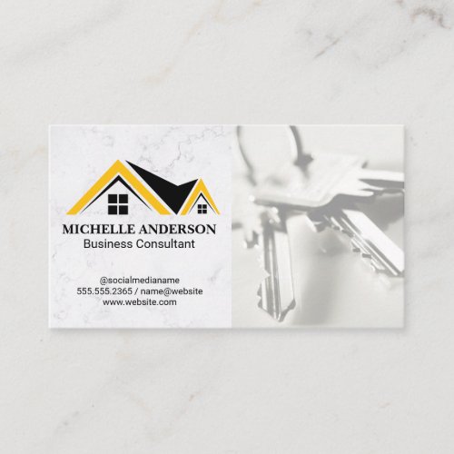 Real Estate Roof Logo  Keys Business Card