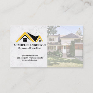 Real Estate Roof Logo Neighborhood Home Business Card