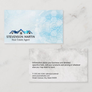 Real Estate Roof Logo Tech Background Business Card