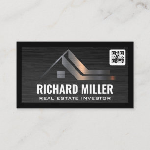 Real Estate Roof QR Barcode Template Business Card