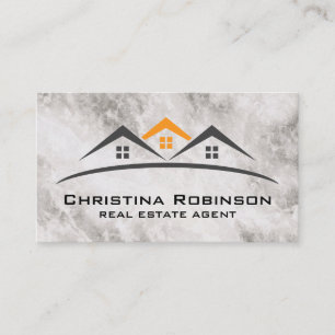 Real Estate Roof Top Logo Marble Texture Business Card