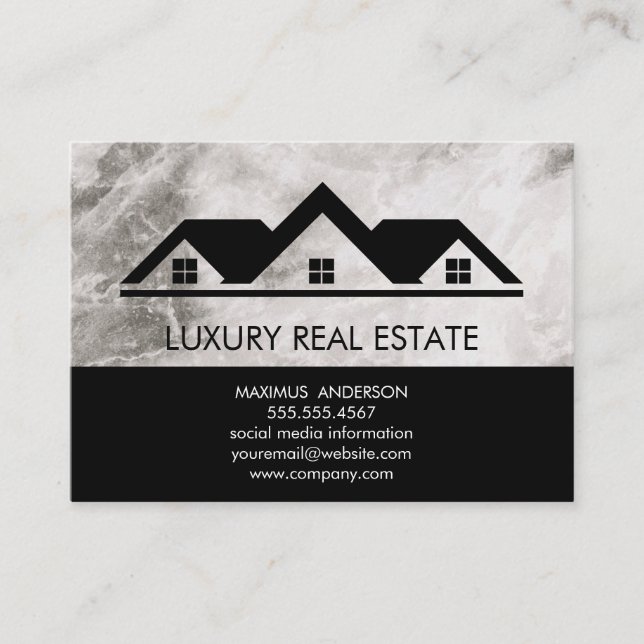 Real Estate Roof Top Marble Business Card (Front)