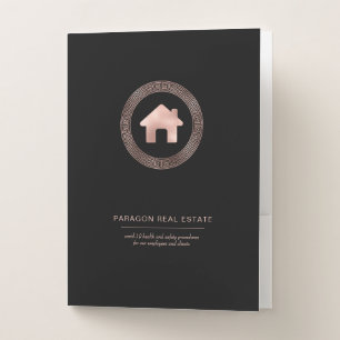Real Estate Rose Gold House Black Covid-19 Safety Pocket Folder
