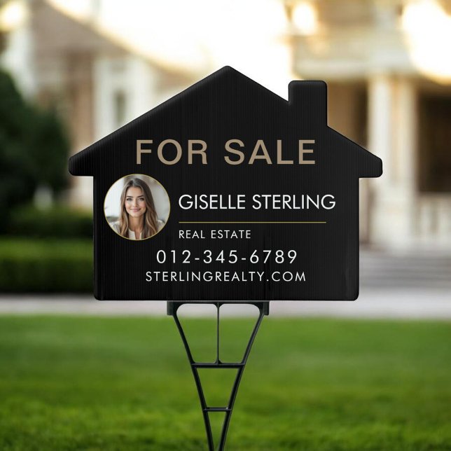 Real Estate Sign Black Gold Photo For Sale  (Creator Uploaded)