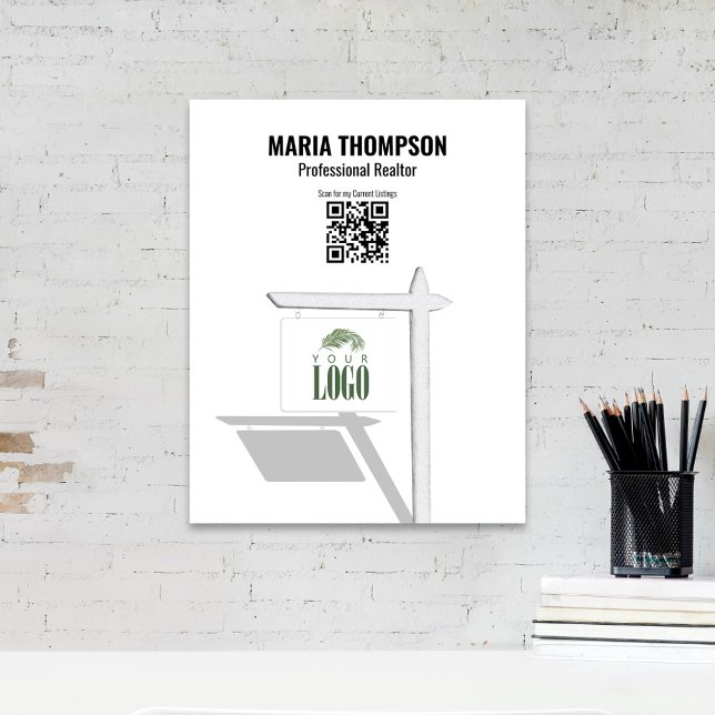 Real Estate Sign Custom Add You Logo (Add your logo custom Real Estate professional business sign.)