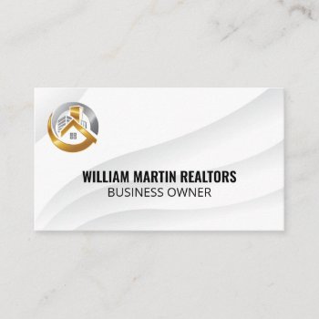 Real Estate Silver Gold Logo Business Card by lovely_businesscards at Zazzle