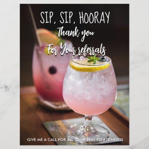 real estate sip sip hooray referrals Announcement  Flyer