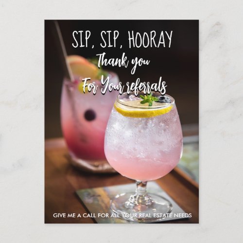 real estate sip sip hooray referrals Announcement  Postcard