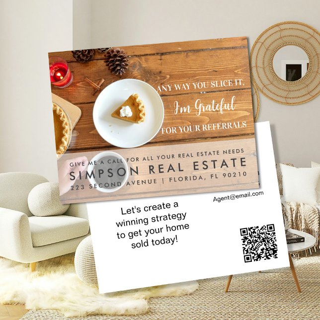 real estate slice pumpkin pie referrals announcement postcard (Creator Uploaded)