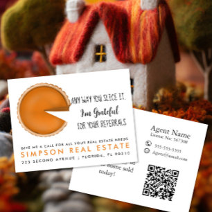 real estate slice pumpkin pie referrals announcement postcard