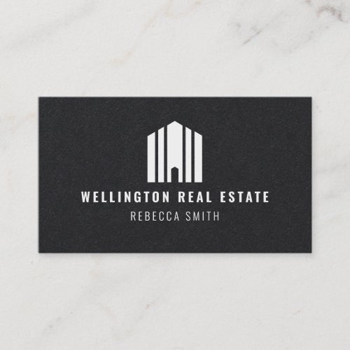 Real Estate Solid Black Logo Listing Agent Realtor Business Card