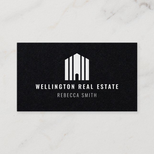 Real Estate Solid Black Logo Listing Agent Realtor Business Card (Front)