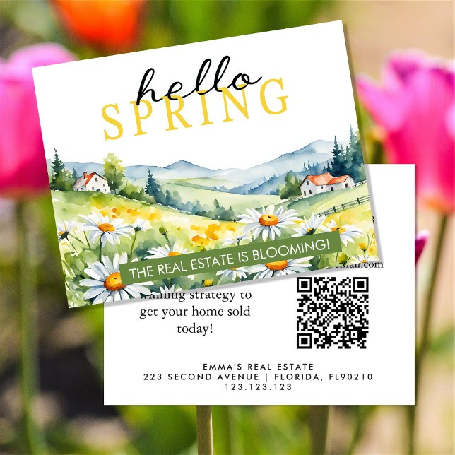 Real Estate Spring Postcard Hello Spring Realtor  Flyer (Creator Uploaded)