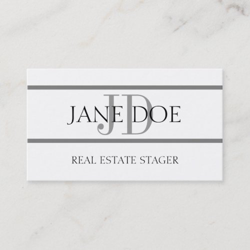 Real Estate Stager Stripe White Business Card Template