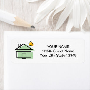 Real estate sunny house logo custom return address label