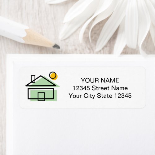 Real estate sunny house logo custom return address label