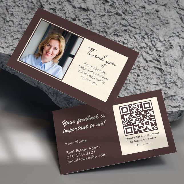Real Estate Thank You and QR Code Review Boho Business Card (Creator Uploaded)