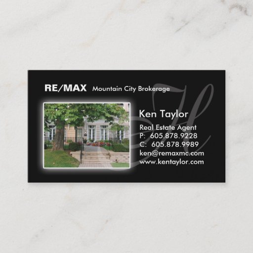 Customizable Real Estate Townhouse Business Card Black
