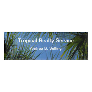 Real Estate Tropical Theme Name Tag