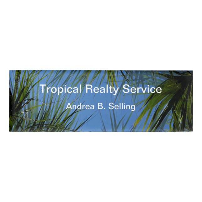 Real Estate Tropical Theme Name Tag (Front)