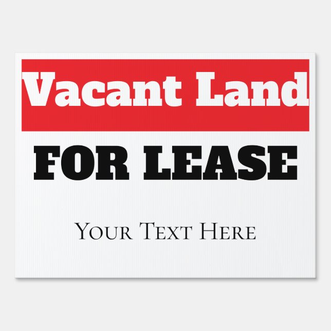 Real Estate | Vacant Land For Lease Sign (Front)