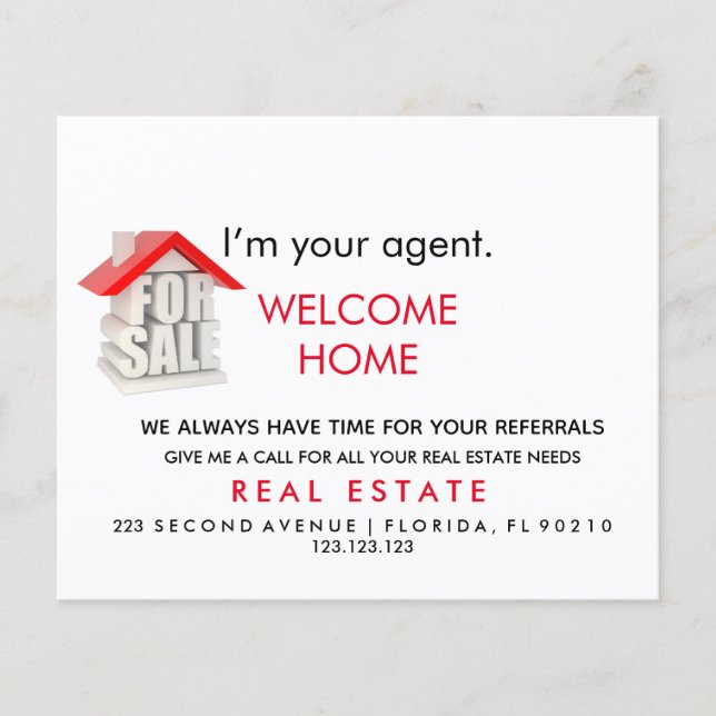 real estate WELCOME HOME Announcement Postcard Flyer (Front)