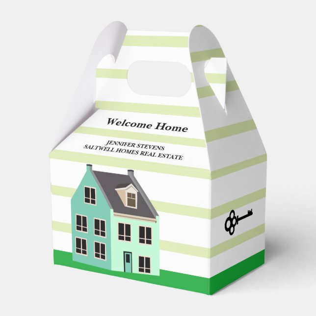 Real Estate Welcome Home Chic Housewarming Favor Boxes (Front Side)