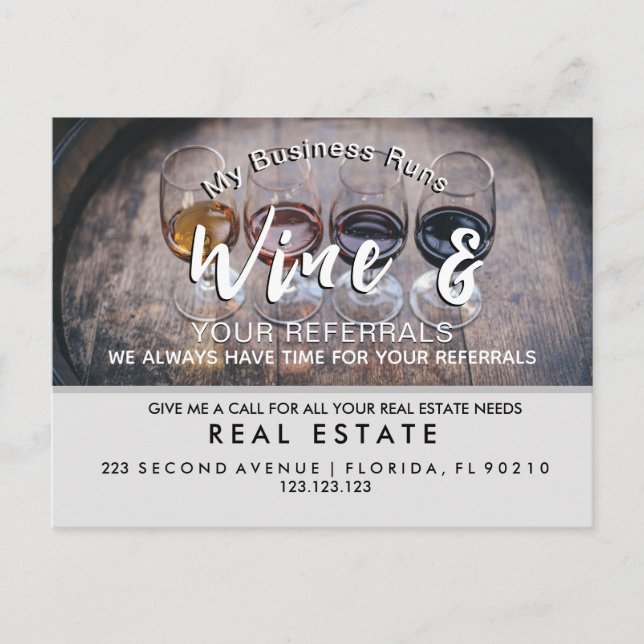 real estate wine referrals Announcement (Front)
