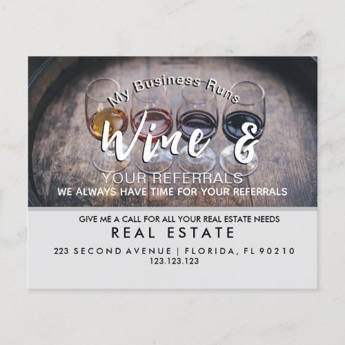 real estate wine referrals Announcement Flyer