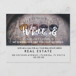 real estate wine referrals Announcement Postcard