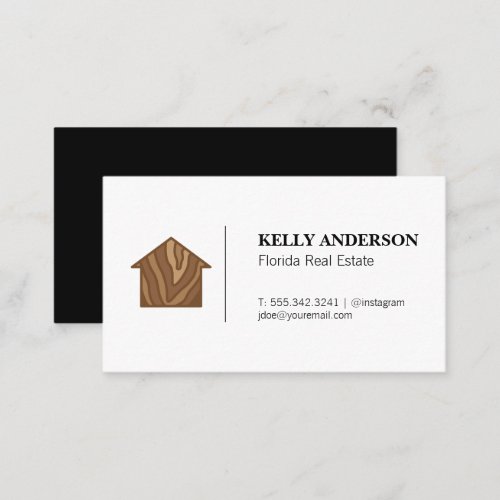 Real Estate Wood Home Icon Business Card