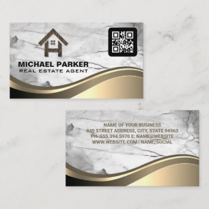 Real Estate Wood Home Logo Qr Code Business Card
