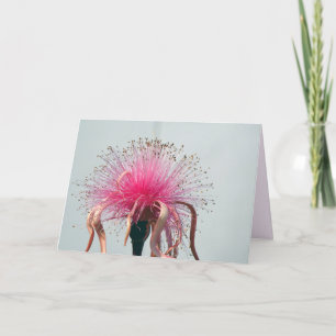 Real Fiber Optic Flower and Flamingo Thank You Card