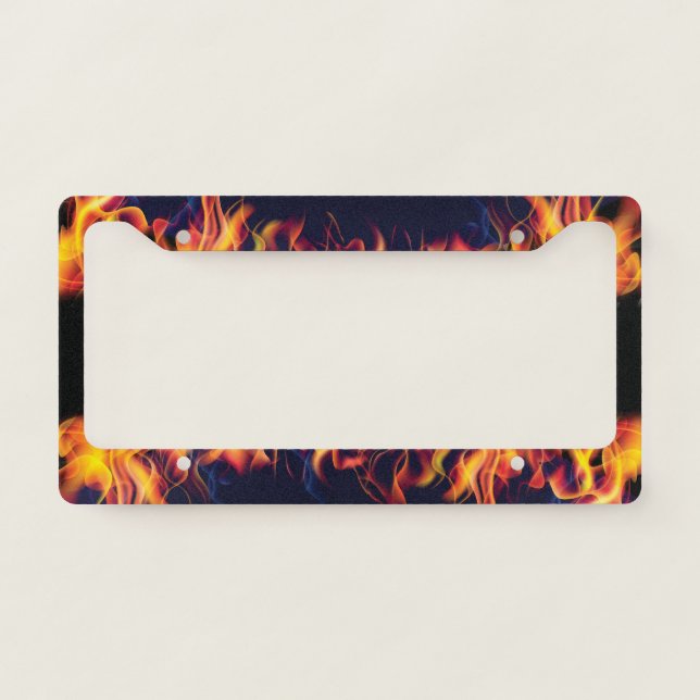 Real Fire Flames. License Plate Frame (Front)