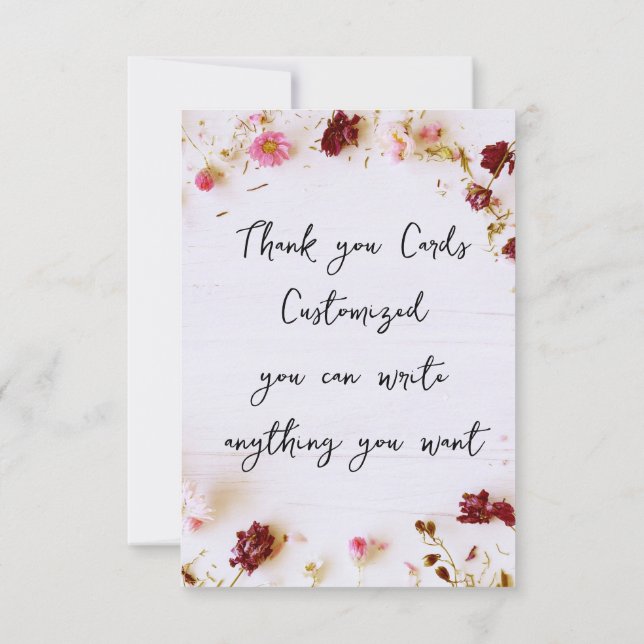 Real Floral Flat Thank You Card, customized Card (Back)