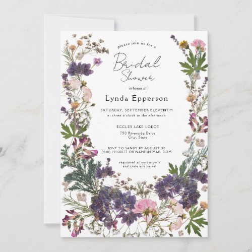 Real Floral Lavender Bridal Shower Dreams Invitation