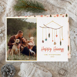 Real Foil Boho Christmas Tree Branch Photo Holiday<br><div class="desc">Add some shine to your Christmas cards with real gold, silver, or rose gold foil! This classic and timeless metallic style is sure to add another level to your cards. A modern yet festive holiday card design with boho vibes. The right-hand side of this scandi Christmas card features a hanging...</div>