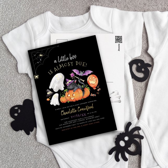 Real Foil | Boo Cute Spooky Halloween Baby Shower Foil Invitation Postcard