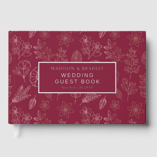 Real Foil Botanical Floral Wedding Guest Book