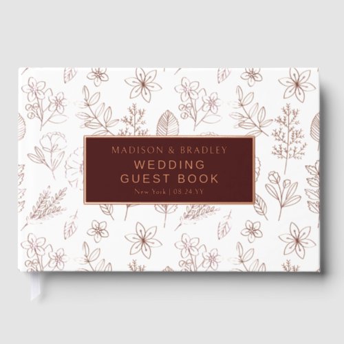 Real Foil Botanical Floral Wedding Guest Book