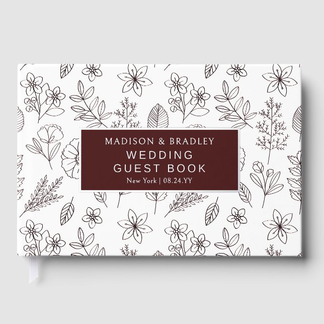 Real Foil Botanical Floral Wedding Guest Book (Front)