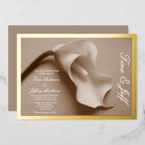 real foil calla lily wedding invitation foil invitation