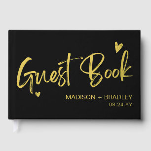 Real Foil Calligraphy Script Modern Wedding Guest Book