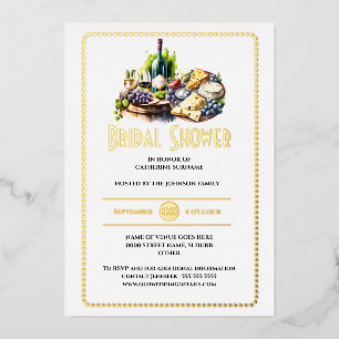 Real foil cheese wine watercolor winery bridal  foil invitation