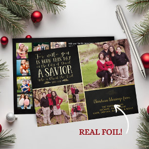 REAL Foil Christian Verse Christmas Photo Holiday Card