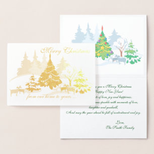 Real Foil  Christmas Goats in Winter Card