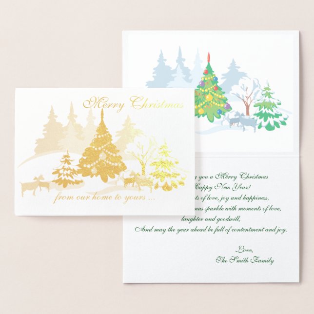 Real Foil  Christmas Goats in Winter Card (Display)
