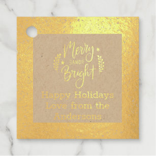 Real FOIL Christmas Merry and Bright Gift Tags