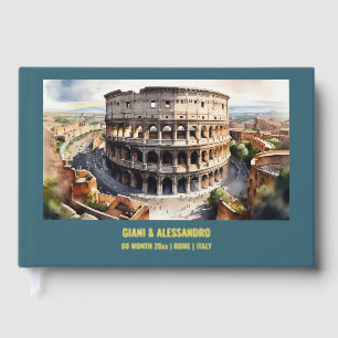 Real foil Colosseum Rome watercolor Italy wedding Foil Guest Book