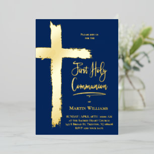 real foil cross First Holy Communion Invitation